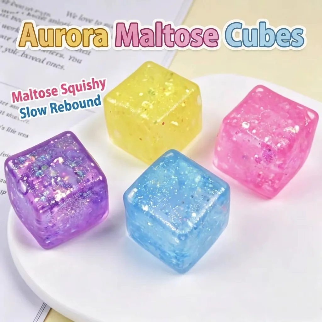 Παιχνίδι Squishy Παγόκυβος Aurora Glitter Αργή Επαναφορά Ανακούφιση από το Στρες Κύβος TPR Παιχνίδι Αποσυμπίεσης Για Παιδιά Ενήλικες