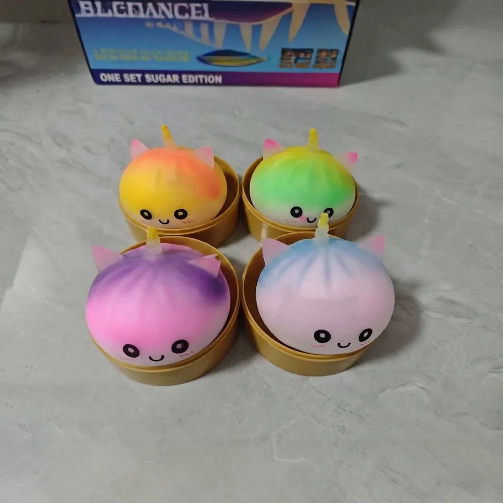 Giocattolo Antistress Squishy a Forma di Panino Unicorno Cartone Animato Colore Sfumato Glitzer Halloween per Bambini