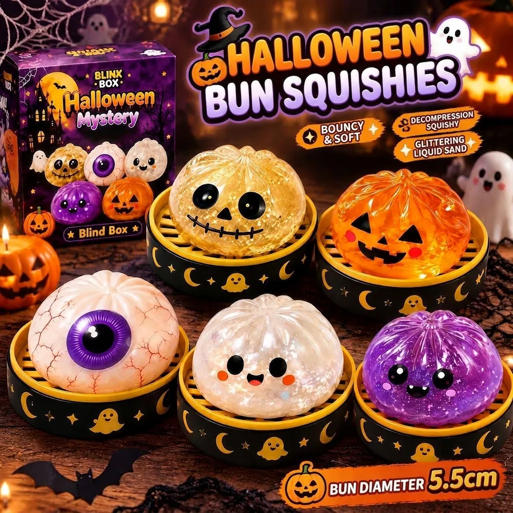 Juguete Squishy de Halloween Fantasma Calabaza Globo Ocular TPR Juguete Antiestrés para Fiesta Regalo Niños Adultos
