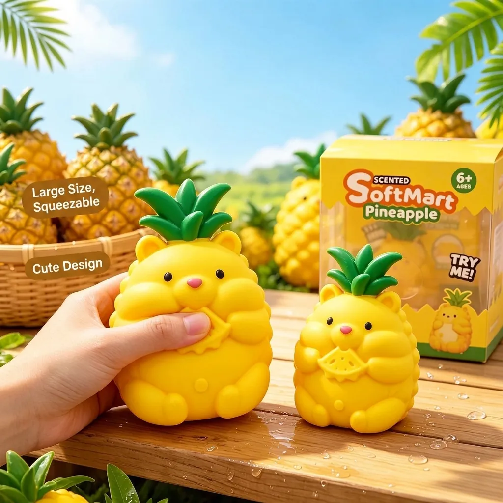 Cute Pineapple Bear Squishy Fruit Stress Relief Toy Soft Scented Slow Rising Toy For Kids Adults Gift