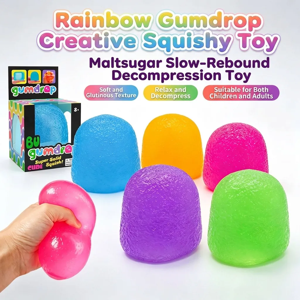 Jouet Squishy Bonbon Arc-en-Ciel Anti-stress Jouet à Presser Maltose Rebond Lent Mochi Jouet Sensoriel Pour Enfants Adultes Bureau