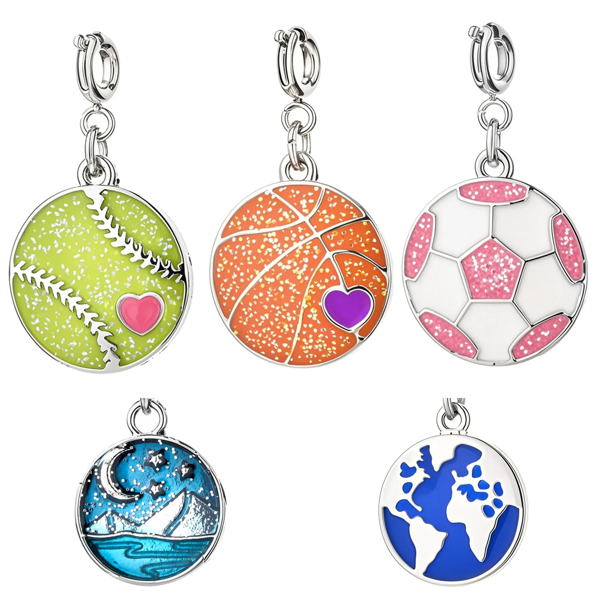DIY Alloy Enamel Sports Ball Charms Soccer Volleyball Earth Scenery Pendants For Necklace Bracelet Jewelry Making Accessories