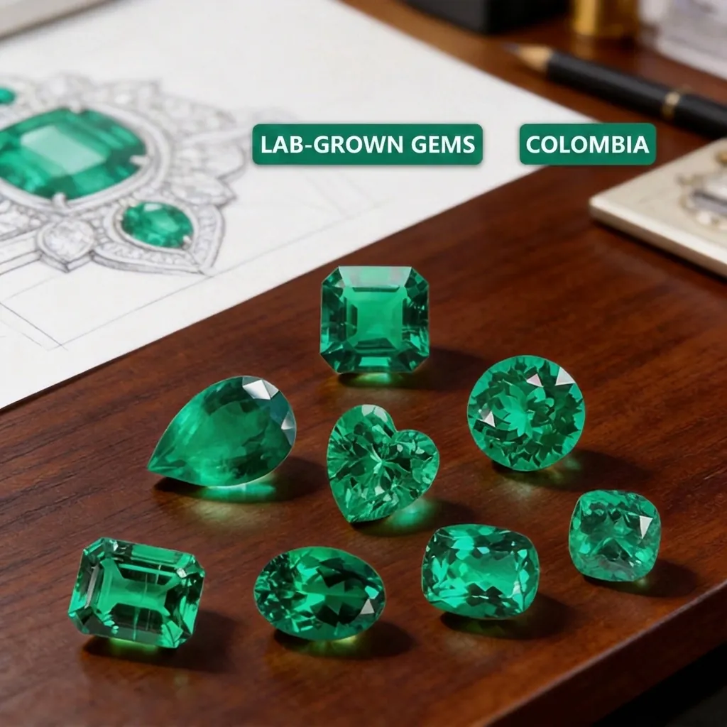 Émeraude de Synthèse Pierre Non Montée Vert Muzo Colombien Hydrothermale Taille Ronde Gemme Pour Création de Bijoux Bague