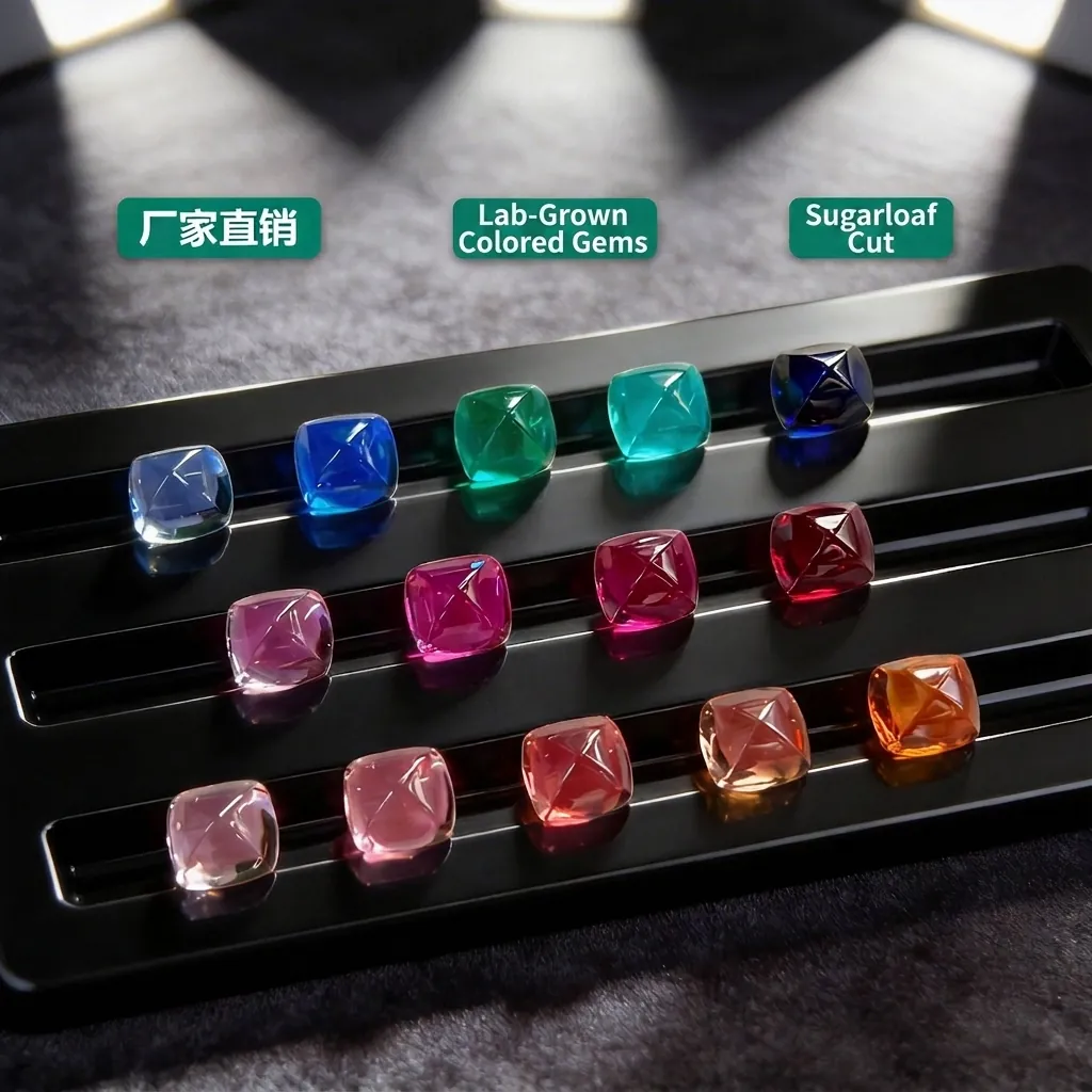 Gema Creada en Laboratorio Piedra Suelta Corte de Pan de Azúcar Zafiro Rubí Método de Czochralski Pulido Para Fabricación de Joyas Anillos Pendientes Accesorios