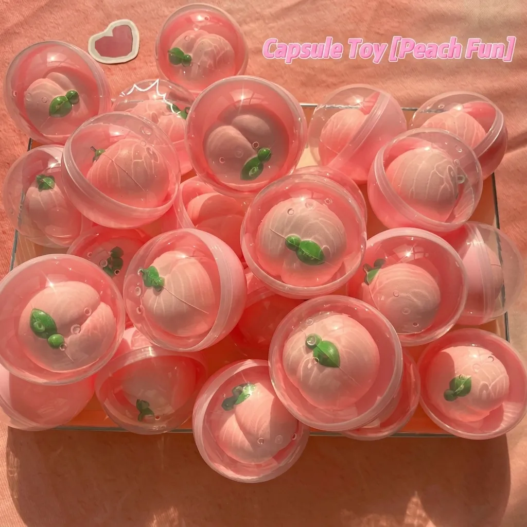 Peach Shape Slow Rebound Squishy Toy Soft PU Material Simulation Fruit Gashapon Ball Toy Pink Stress Relief Sensory Toy For Kids Adults