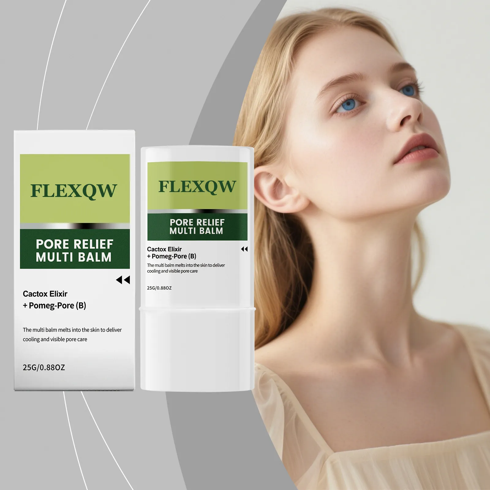 FLEXQW Pore Relief Multi Balm Stick Facial Moisturizer For Oily Skin Cooling Soothing Portable Pore Care Moisturizing Stick