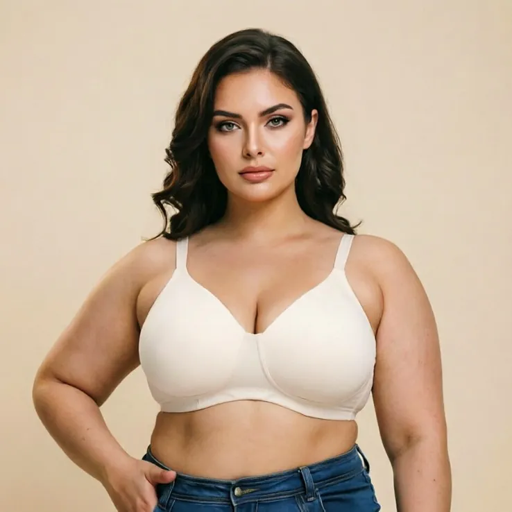 Damen Übergröße BH Kabellos Vollschale Breite Schultergurte Atmungsaktiv Schweißabsorbierend Lingerie Anti-Hängebauch Komfort BH