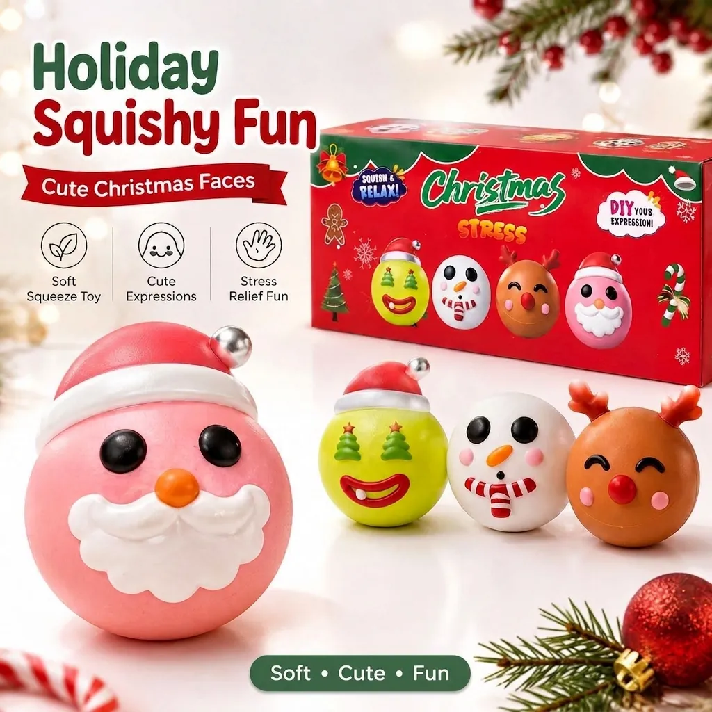 Christmas Ugly Series Squishy Stress Relief Slow Rise Toy Santa Claus Snowman Reindeer Flour Filled Soft Squeeze Toy For Kids Adults Gift
