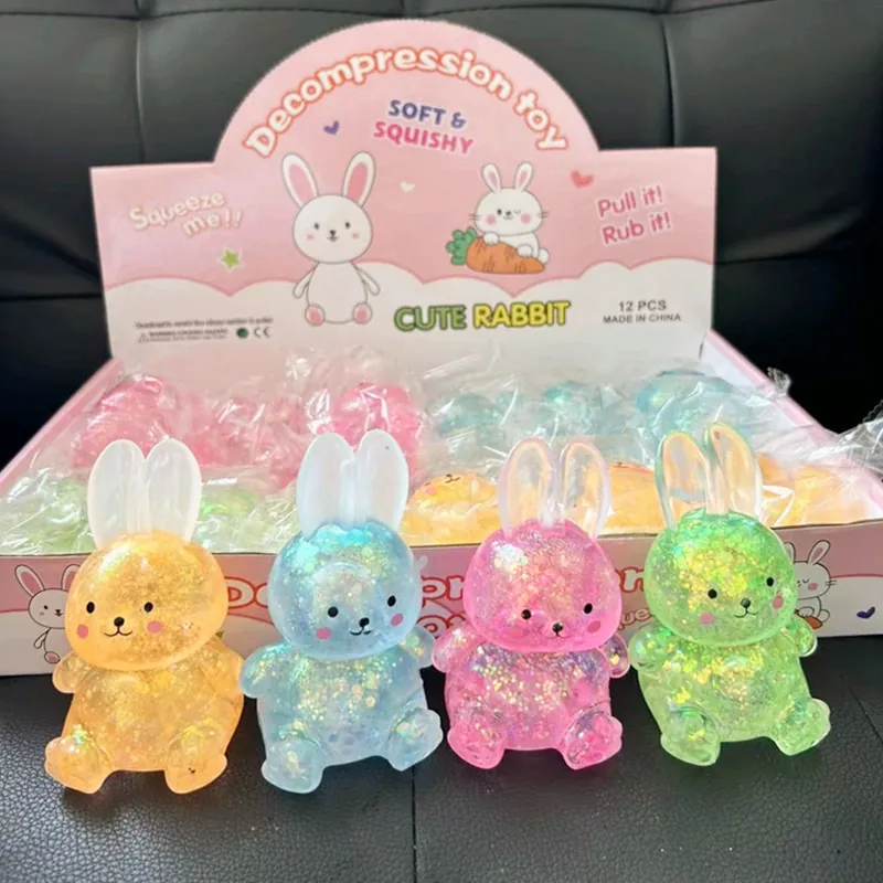 Mignon Dessin Animé Maltose Lapin Canard Squishy Jouet Anti-stress Translucide Paillettes Rebond Lent TPR Squeeze Sensoriel Fidget Jouet pour Enfants Adultes Cadeau