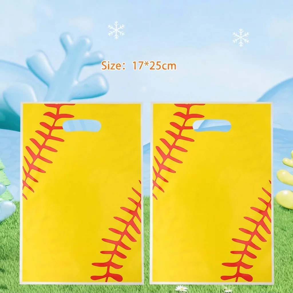 Bolsas de Regalo con Tema de Béisbol y Sóftbol Película Perlada Impermeable Bolsas de Caramelos para Fiestas de Cumpleaños