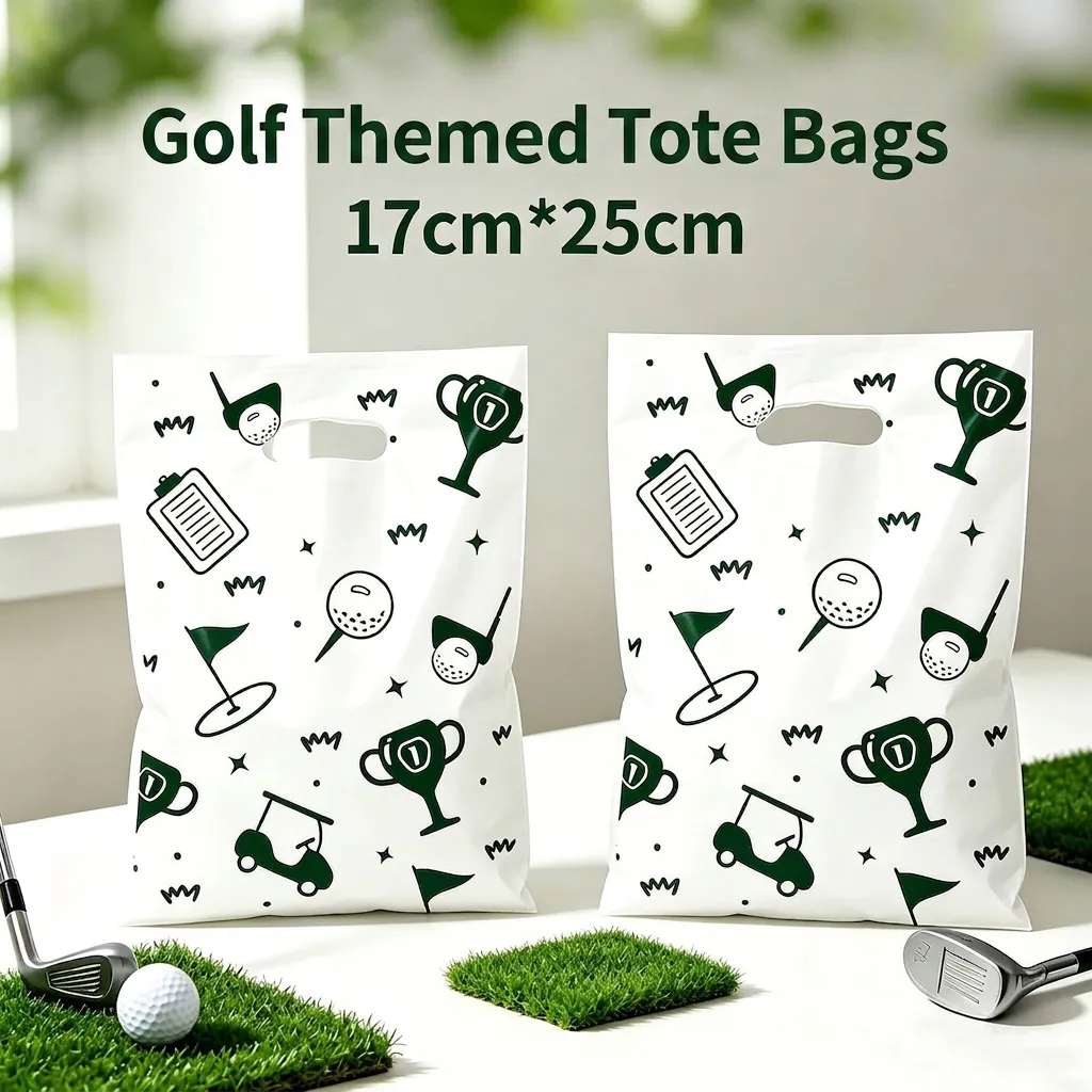 Golf Theme Party Gift Bags Sports Style Birthday Souvenir Bags Plastic Handbags With Punched Handle For Sports Event Party