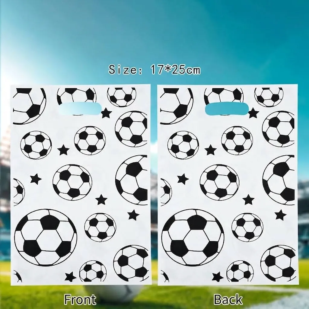Soccer Football Theme Party Favor Gift Bags Pearlescent Film Handheld Candy Bags For Birthday Sport Event Decorations