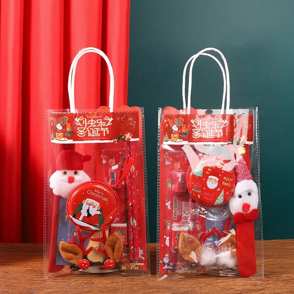 Set de Regalo de Navidad Papá Noel Renno Set de Papelería para Niños Recuerdos de Fiesta Bolsas de Regalo Regalo Festivo