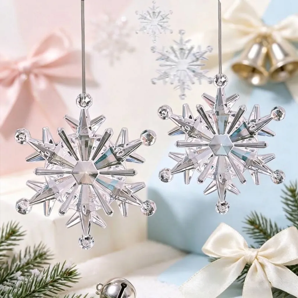 Transparante Acryl Sneeuwvlok Hangende Ornamenten Kristallen IJspegel Decoratie Voor Kerstboom Versiering Bruiloft Scène Layout Feestelijke Home Decor