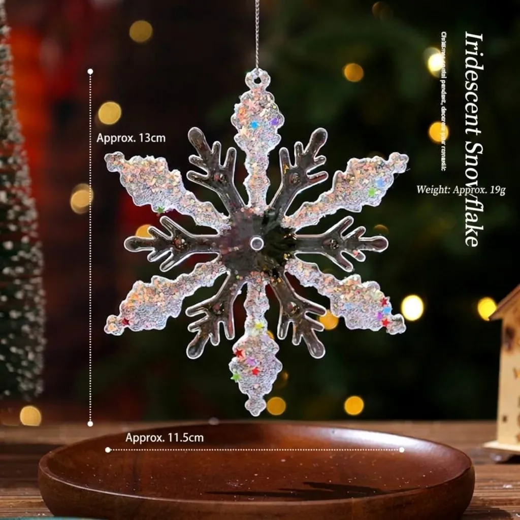 Acrylic Christmas Tree Hanging Ornaments Glitter Snowflake Elk Angel Butterfly Rose Gold Clear Xmas Party Home Decor