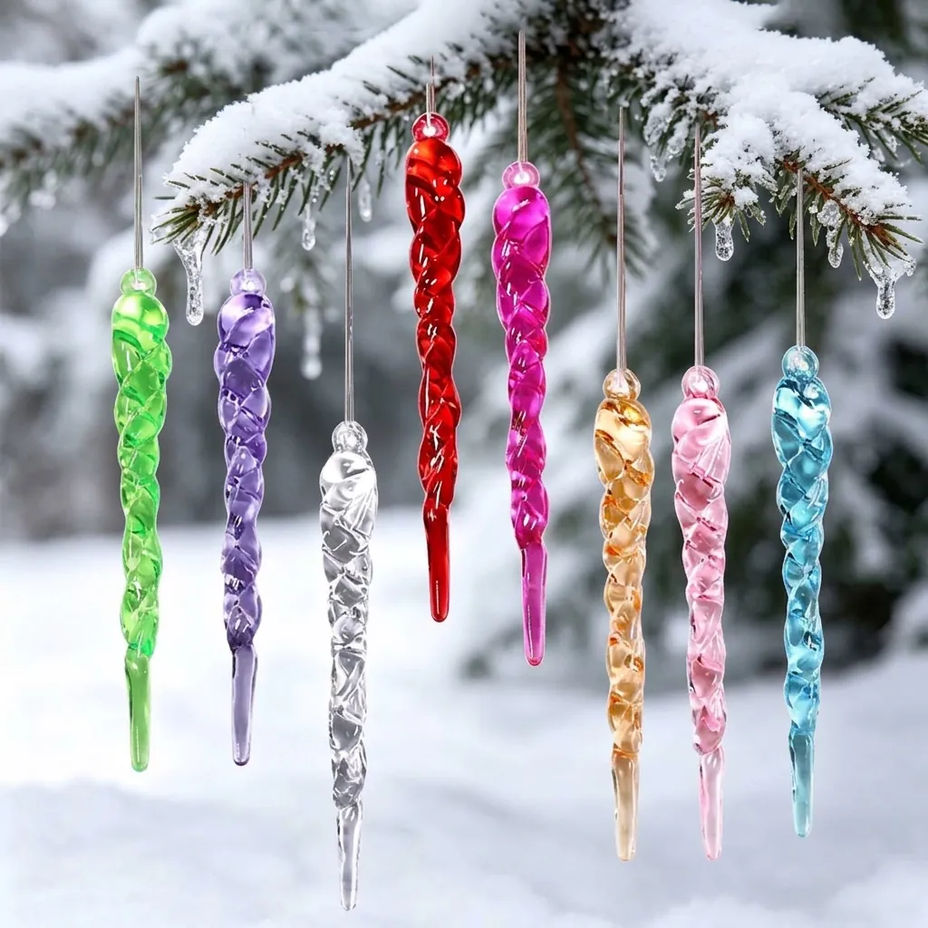 Acrylic Spiral Icicle Pendant Crystal Look Hanging Ornament For Christmas Tree Wedding Party Festive Decor Multiple Colors
