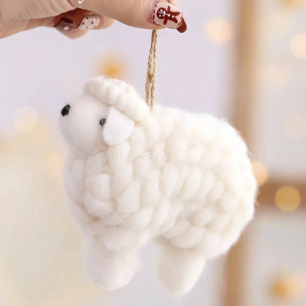 Handgemaakt Wollen Vilt Schaap Alpaca Tafel Ornament Kerst Decoratie Voor Thuis Hotel Tafel Feestelijke Sfeer Decor