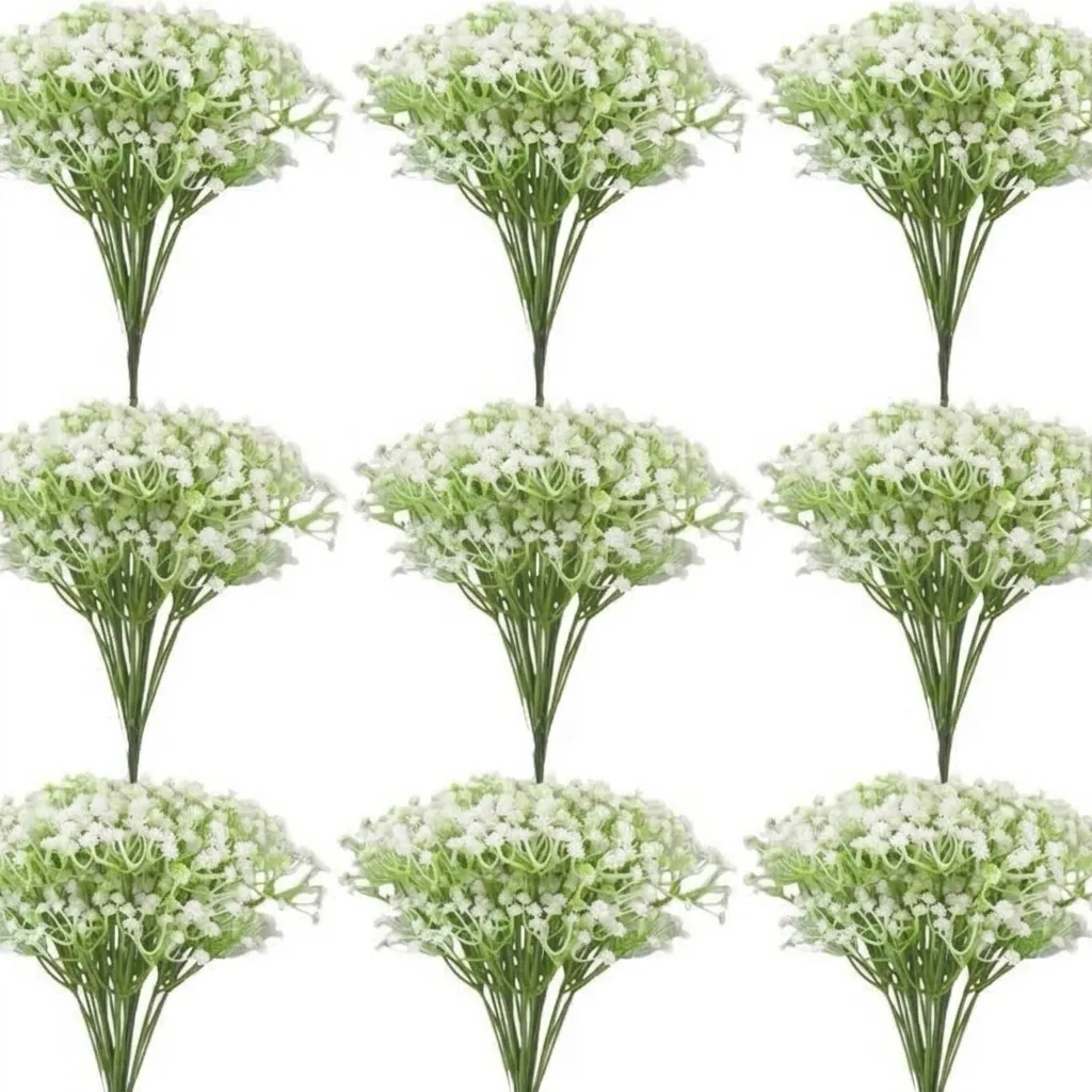 Fleurs Artificielles de Gypsophile Branche Unique pour Mariage Bouquet de Mariée Décoration Table Maison Plastique Gypsophile