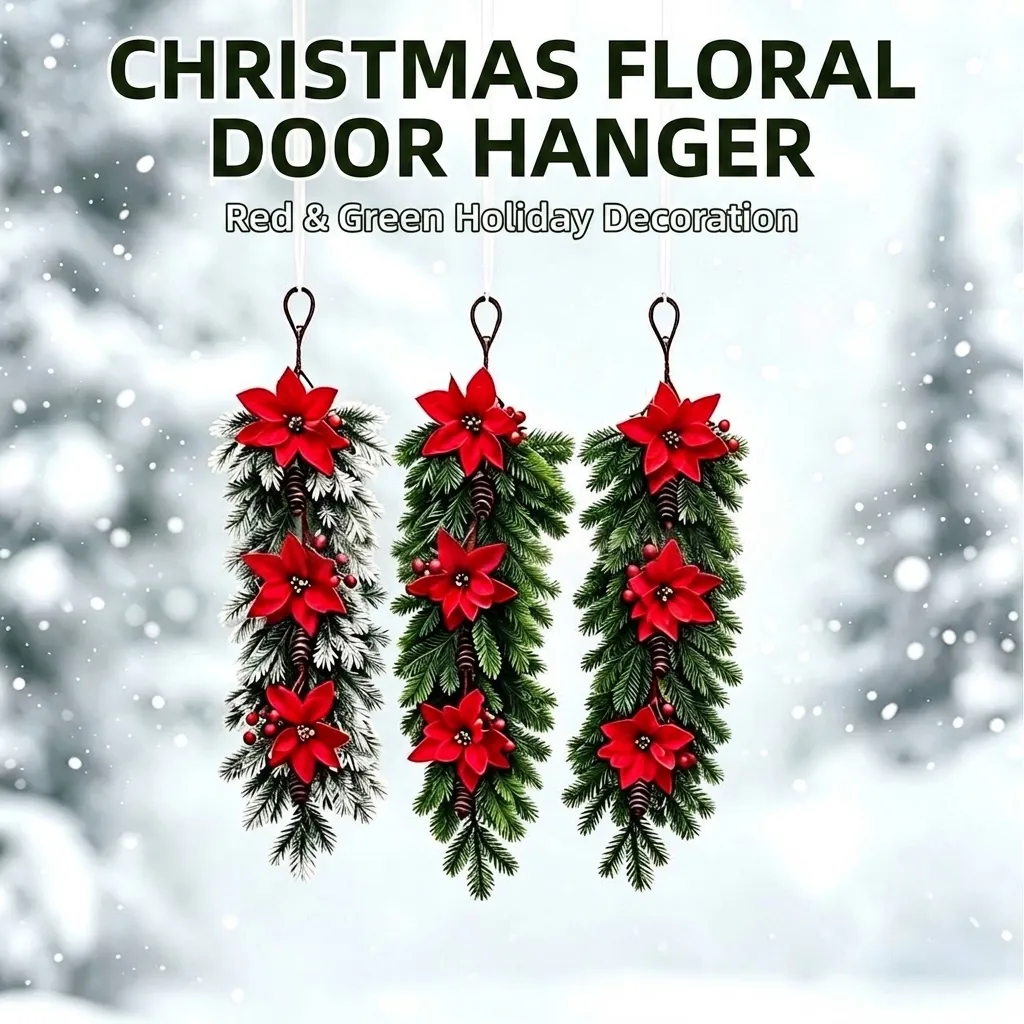 Künstlicher Weihnachtswandschmuck Mit Weihnachtssternen Kiefernadeln Und Tannenzapfen Für Haustür Und Heimdekoration
