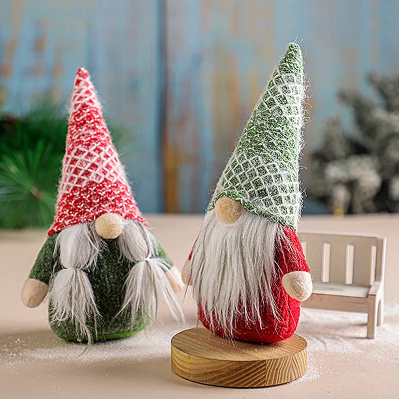 Χειροποίητο Χριστουγεννιάτικο Gnome Rudolph Κούκλα χωρίς Πρόσωπο Πλεκτό Βαμβακερό Λούτρινο Διακοσμητικό για Σπίτι