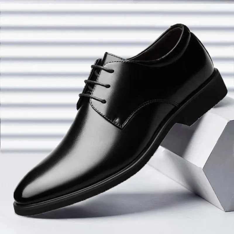 Men Business Formal Leather Shoes PU Leather Lace-up Low-top Breathable Casual Dress Shoes Office Wedding Party Plus Size For Men