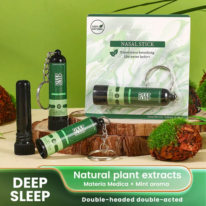 Sunnahalam Βοτανικό Στικ Ρινικής Εισπνοής Αναζωογονητικό με Άρωμα Μέντας Φορητό με Μπρελόκ για Οδήγηση και Συγκέντρωση