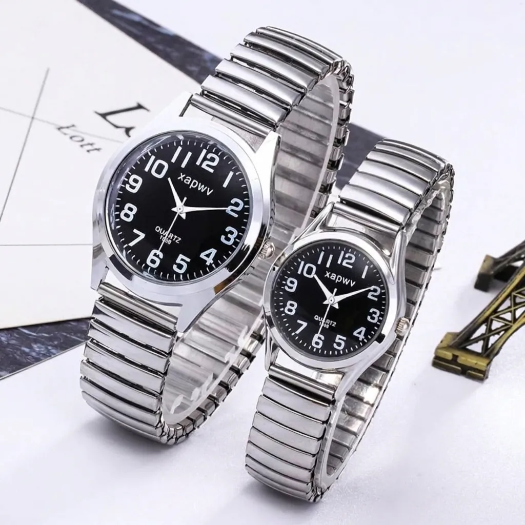 XAPWV Μινιμαλιστικό Ρολόι Quartz για Άνδρες Γυναίκες Κάσα από Κράμα Ανοξείδωτο Επεκτάσιμο Λουράκι Αραβικοί Αριθμοί Αναλογικό Ρολόι Χειρός