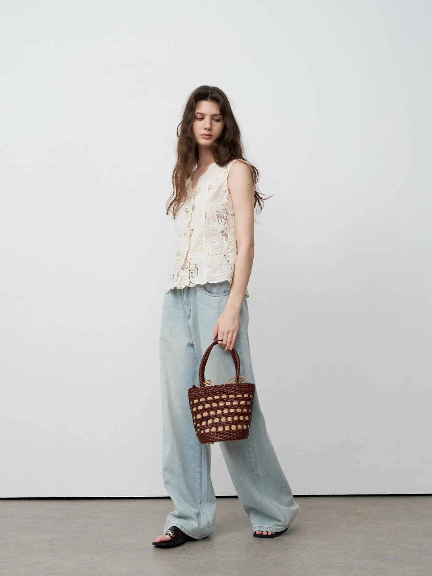 Jeans à Jambe Droite à Taille Haute pour Femmes Pantalon en Denim 100% Coton Lavé à Jambe Large Printemps Été Décontracté