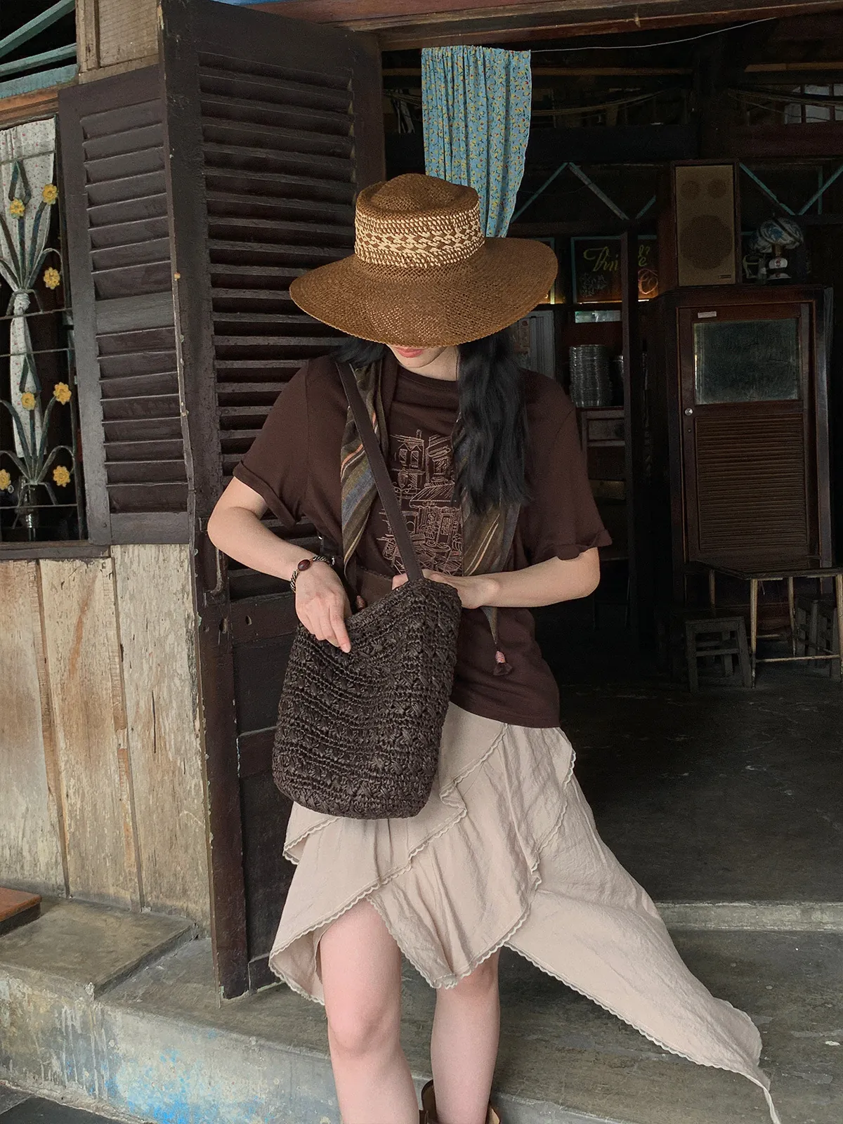 Women Asymmetric Textured Midi Skirt Gentle Style Tiered Fluttering Panels Patchwork Skirt Solid Casual Bottom For Autumn Dating
