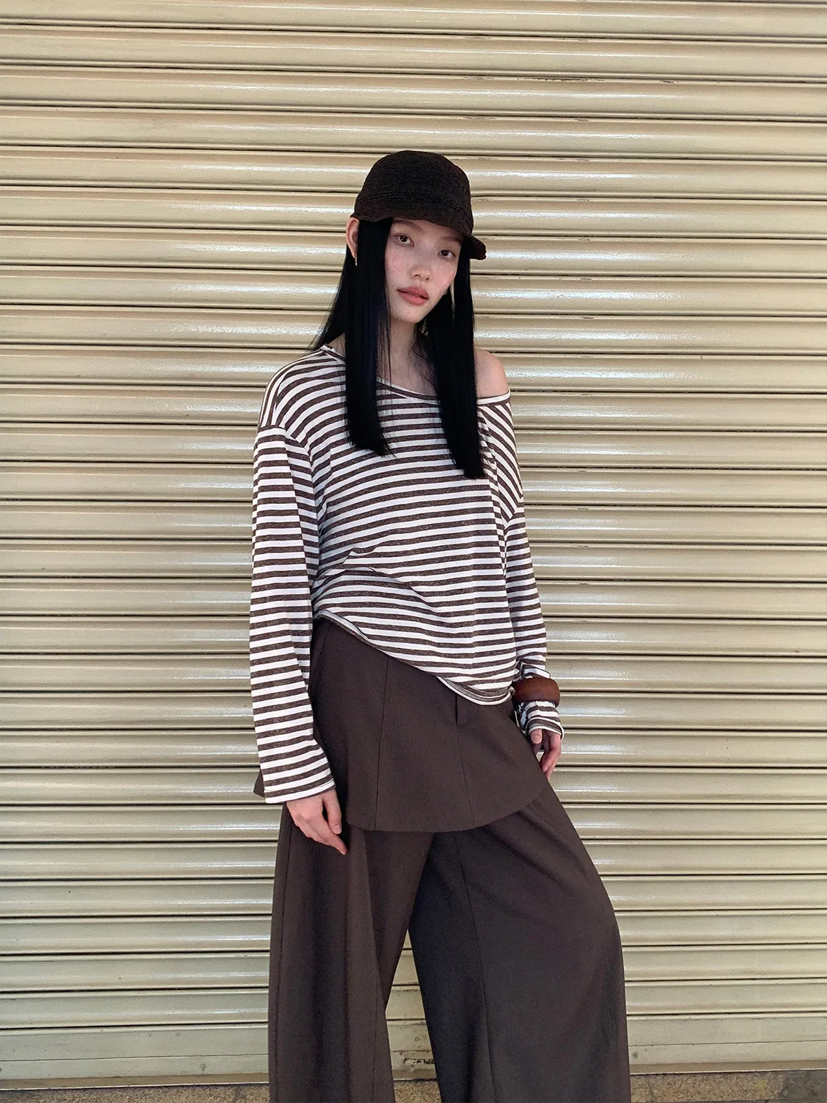 Women Striped Backless Loose Top And Bottom Cami Cotton Linen Printed Long Sleeve Casual Lounge Clothes