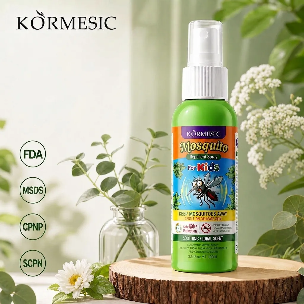 KORMESIC Muggenwerend Middel voor Kinderen 100ml DEET-vrij Plantaardig en Slaapstickers met Essentiële Oliën Natuurlijk