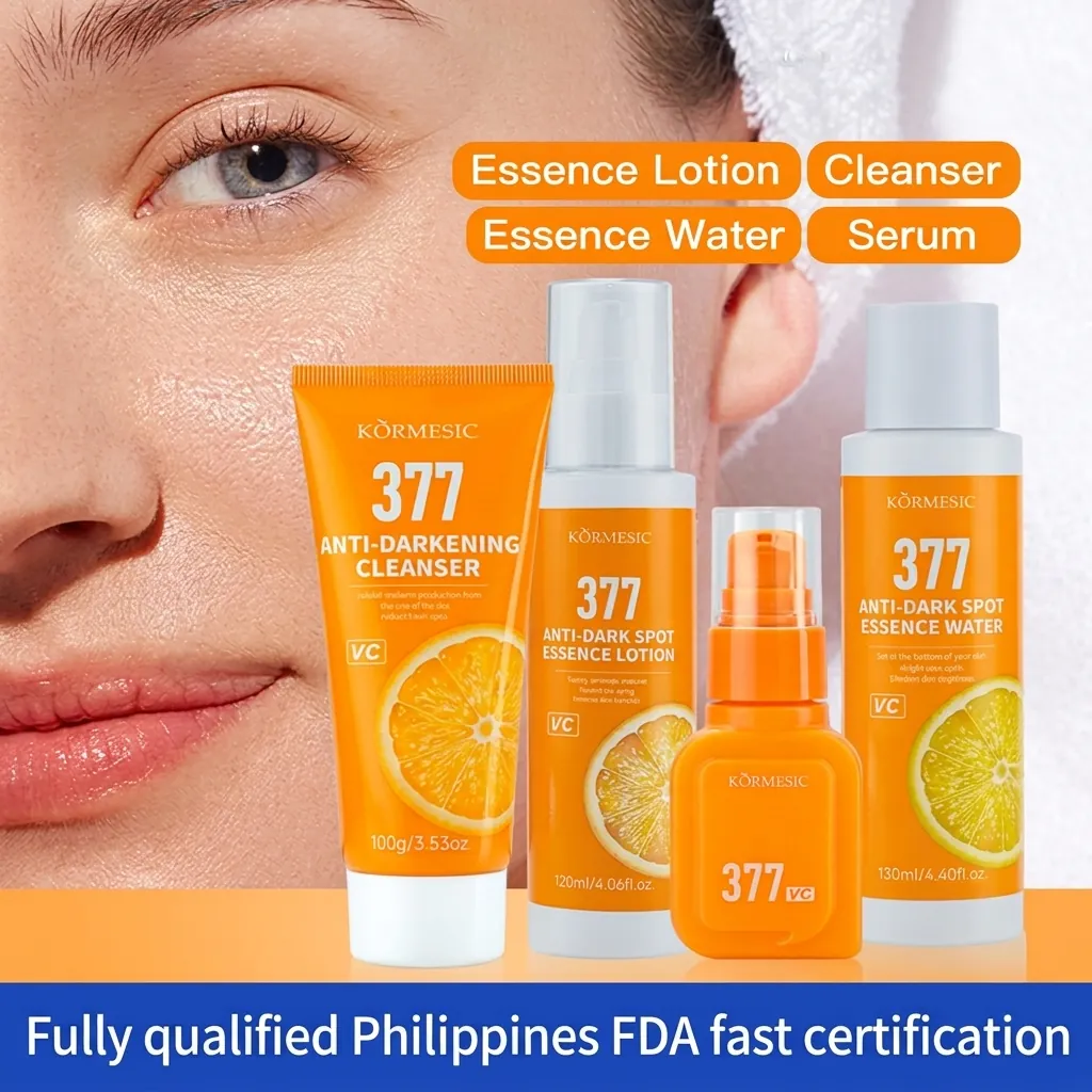 Kormesic 377 Skincare Set For Women Brightening Essence Water Lotion Cleanser Serum Whitening Facial Care Kit With Vitamin C
