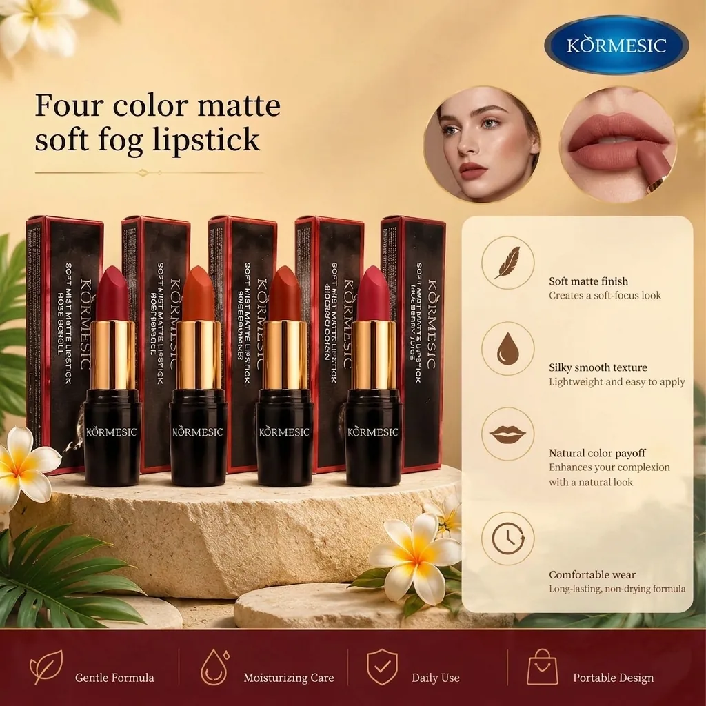 KORMESIC Rossetto Opaco Soft Mist Velluto Impermeabile a Lunga Durata Idratante Trucco Labbra Donna Cosmetici Cura Labbra Quotidiana