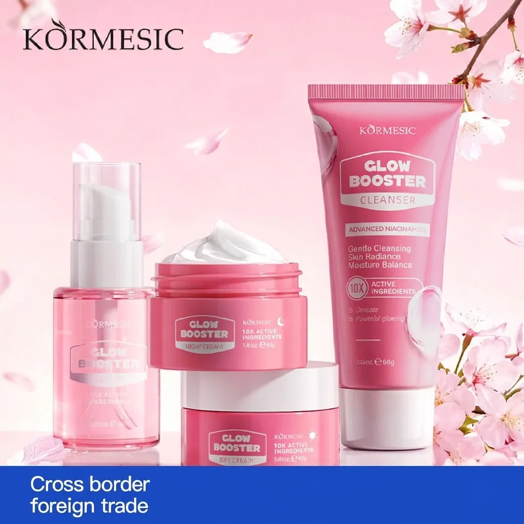 Série de Soins du Visage KORMESIC Glow Booster Niacinamide pour Femmes Nettoyant Visage Crème de Jour et de Nuit Éclaircissante Sérum
