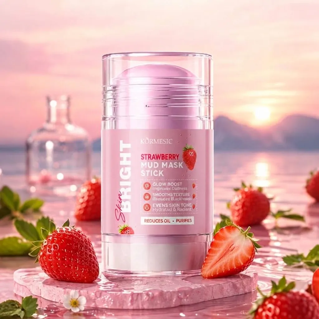 KORMESIC Maschera di Fango alla Fragola Illuminante Stick Pulizia Profonda Controllo Olio Glow Boost Maschera Viso Stick Pori