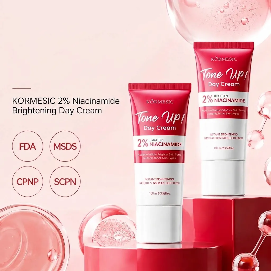 KORMESIC Niacinamid Tone Up Tagescreme Feuchtigkeitsspendend Aufhellend Gesichtspflege Feuchtigkeitscreme Soft Tube Paste