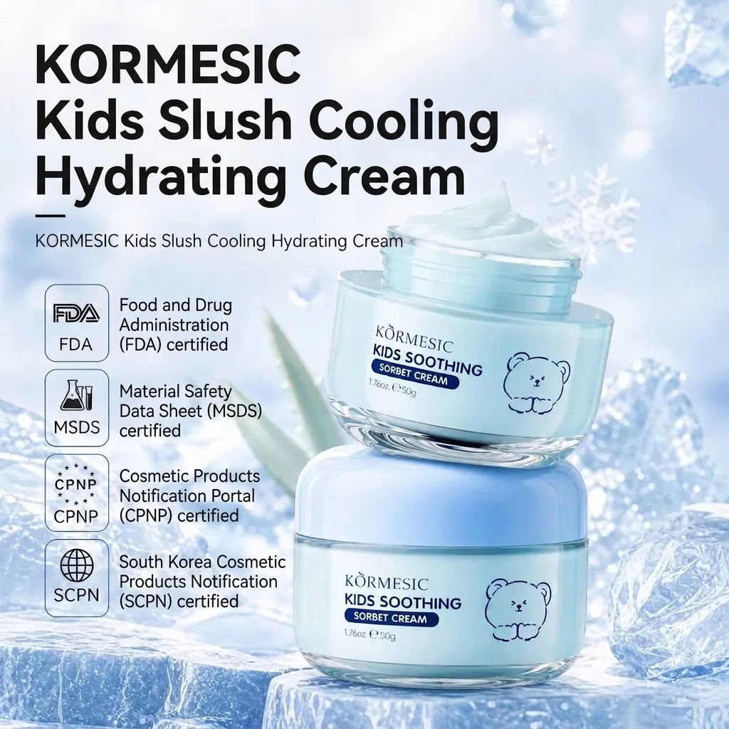 KORMESIC Crème Sorbet Apaisante pour Enfants Crème Visage Hydratante Centella Asiatica Calendula Réparation Après-Soleil Soins de la Peau