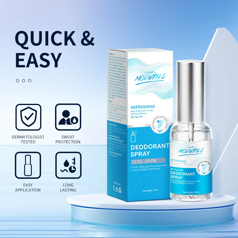 POP MODERN.C 30ml Deodorant Spray 48H Long Lasting Protection Underarm Body Odor Removal Refreshing Fragrance Antiperspirant For Men Women