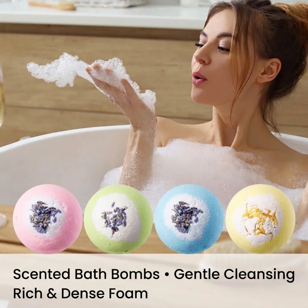 KORMESIC Boules de Bain Parfumées Naturelles Avec Pétales de Fleurs Séchées Nettoyage du Corps Hydratant Sels de Bain Aux Huiles Essentielles Pour Relaxation Spa