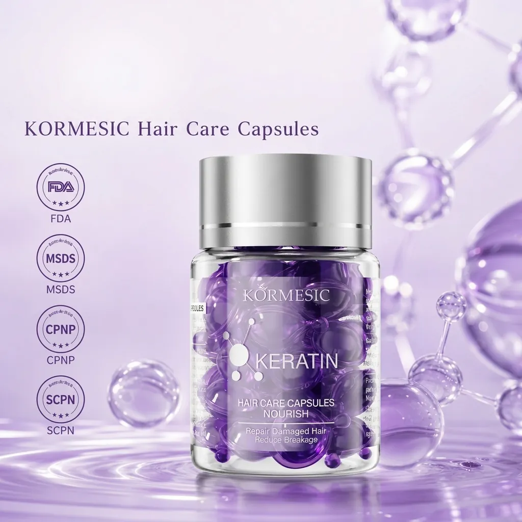 KORMESIC Capsule per la Cura dei Capelli alla Cheratina Biotina Olio di Argan Olio Essenziale per Capelli Secchi Danneggiati Trattamento Nutriente Riparatore Donna