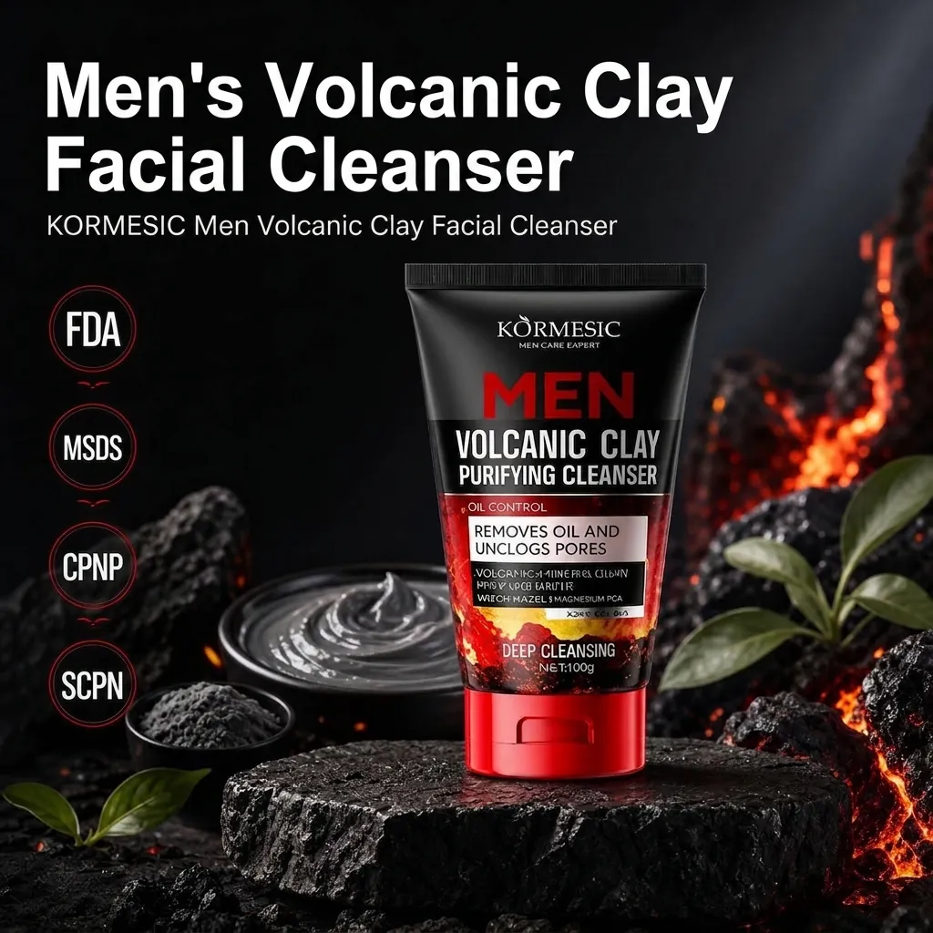 Limpiador Facial de Barro Volcánico para Hombre Purificación Profunda de Poros Control de Grasa para Piel Grasa Diario