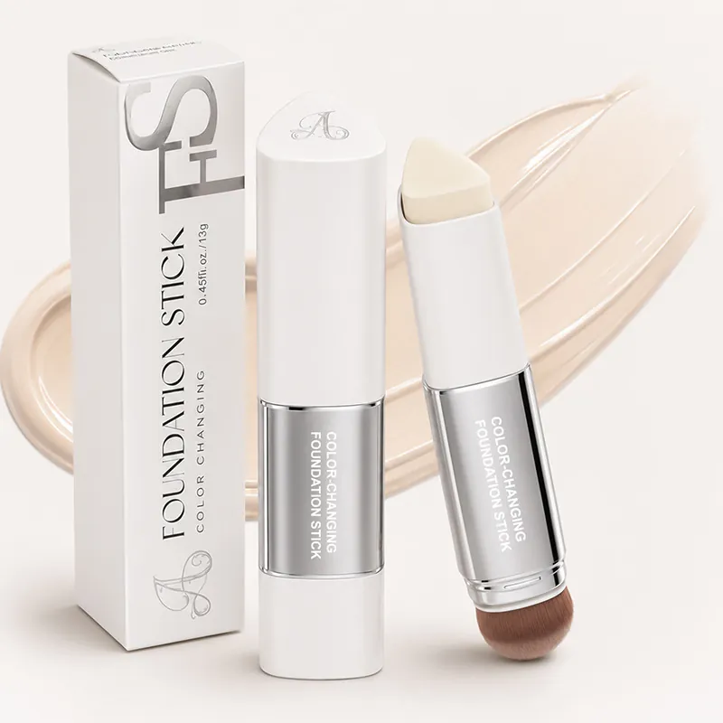 Foundation Stick Αλλαγής Χρώματος Διπλού Άκρου Με Πινέλο Φυσική Κάλυψη Μακιγιάζ Βάση Κρέμα Προστασία UV Foundation