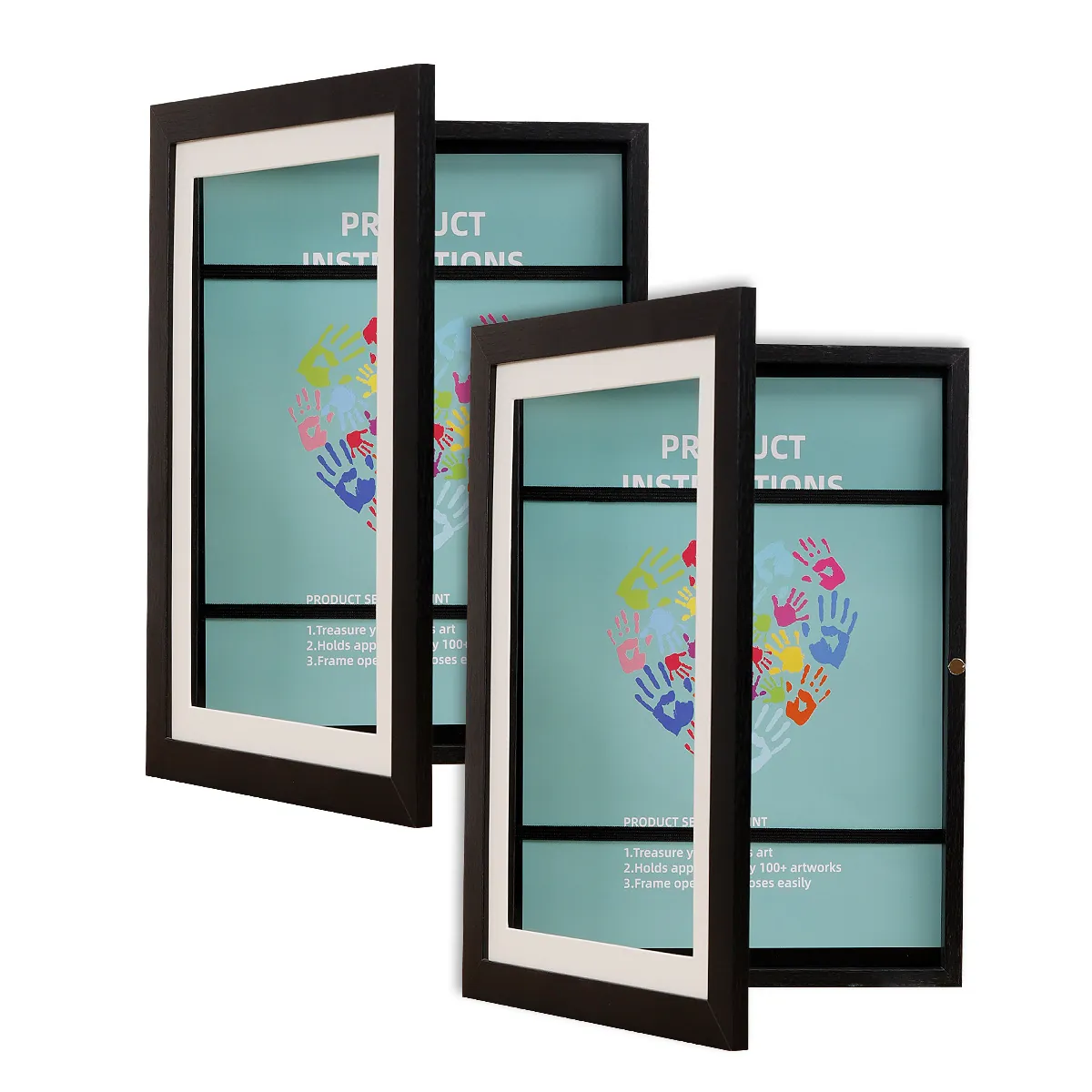 Kids Art Frame MDF Wooden Front Opening Magnetic Flip Photo Frame for A4 A3 Children Artwork Display Storage Picture Frame