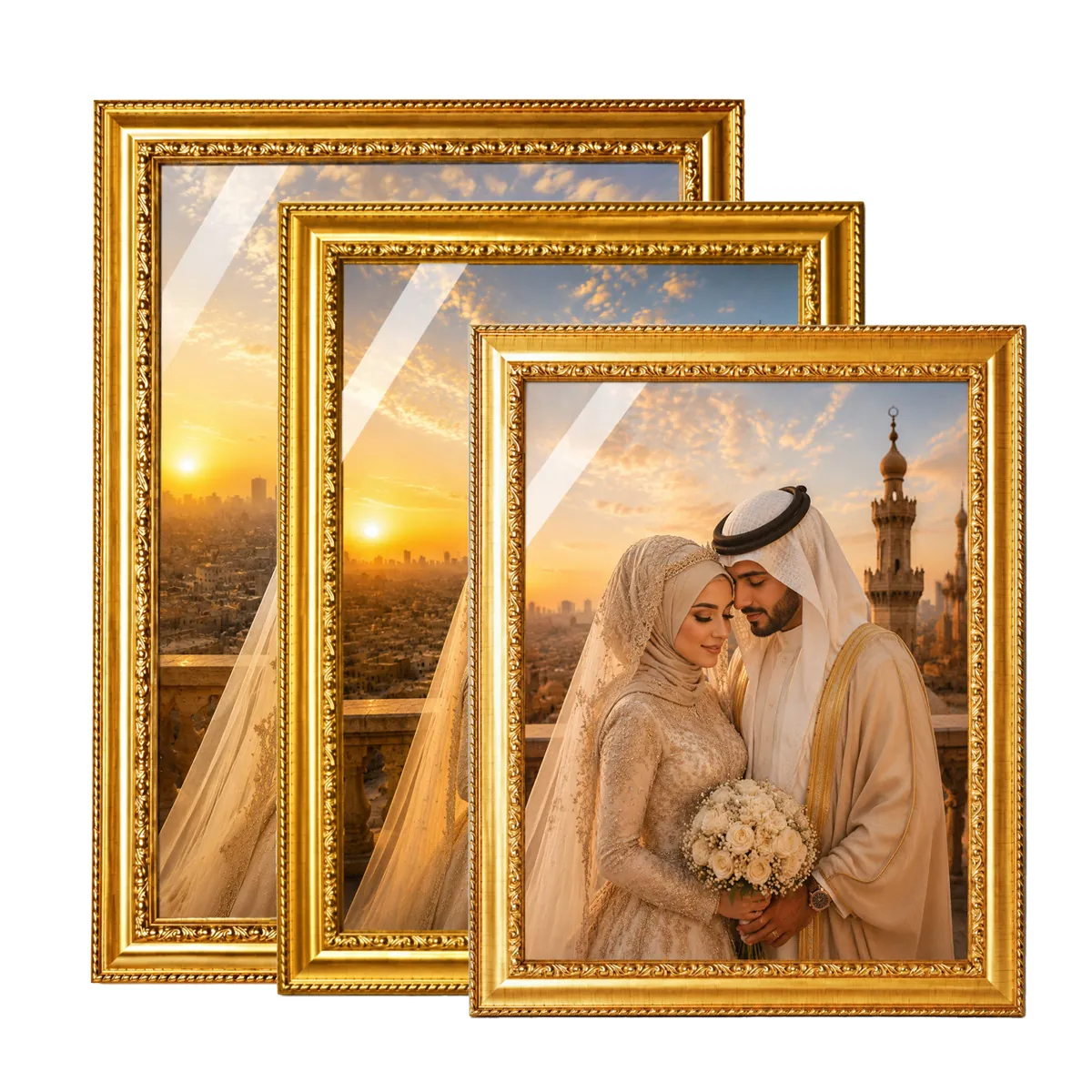 Europäischer Retro Gold PS Schaum Fotorahmen Nahost Hofstil Geprägter Bilderrahmen Für Wanddeko Tisch Display