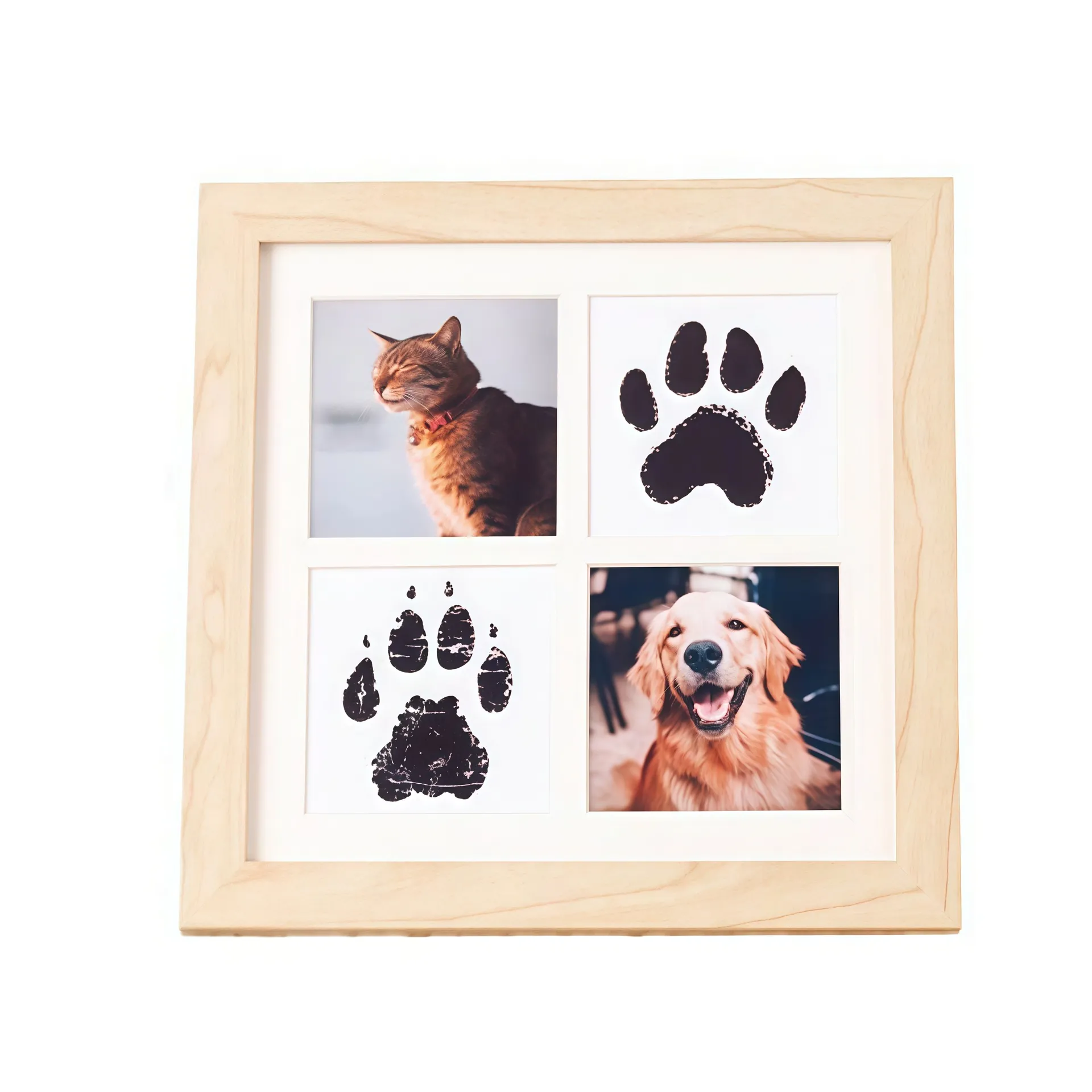 Cadre Photo Commémoratif DIY Empreinte de Patte d'Animal Tampon Encreur sans Encre MDF pour Chien Chat Cadeau Décoration