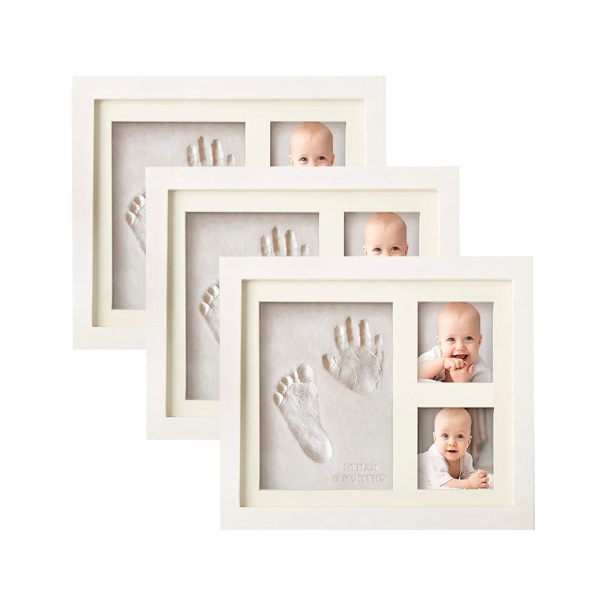 DIY Baby Handprint Footprint Photo Frame Kit Pet Paw Print Keepsake Engineered Wood Picture Frame Home Decor Memorial Gift