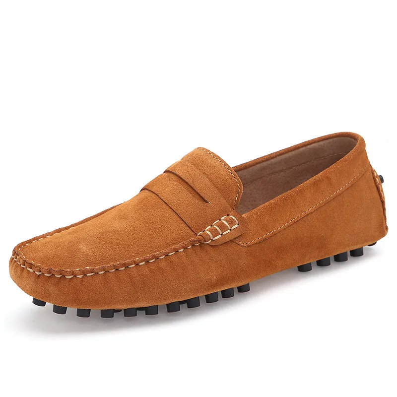 Men's Suede Leather Driving Shoes British Style Classic Slip-On Penny Loafers Breathable Casual Moccasins Comfortable Flat Shoes