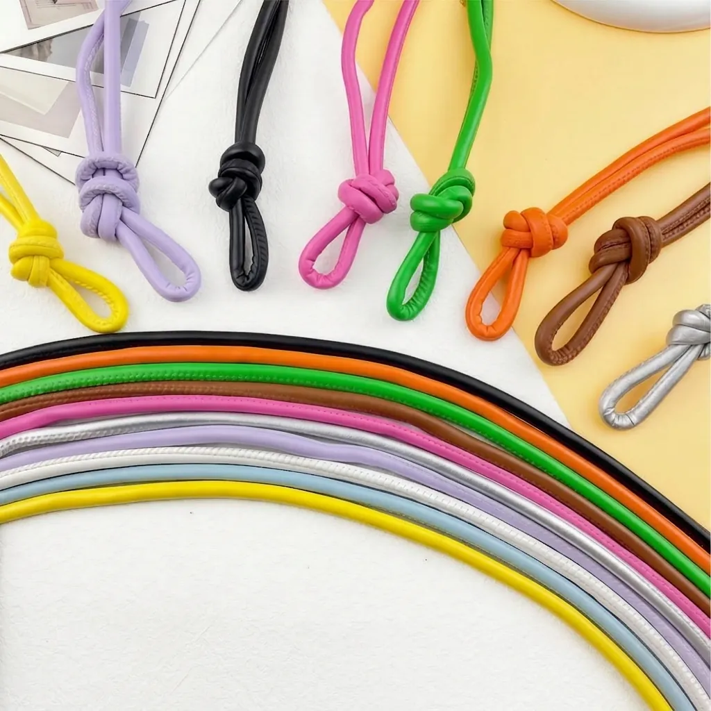 Rundes Lederkordel Handgewebt DIY Schmuckzubehör Für Schlüsselanhänger Taschengurt Handyband Buntes Geflochtenes PU Seil