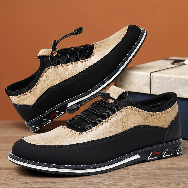 Men Casual Loafers Breathable Slip-on Driving Shoes Color Block Patchwork Fashion Lightweight Non-slip Low Top Leisure Shoes