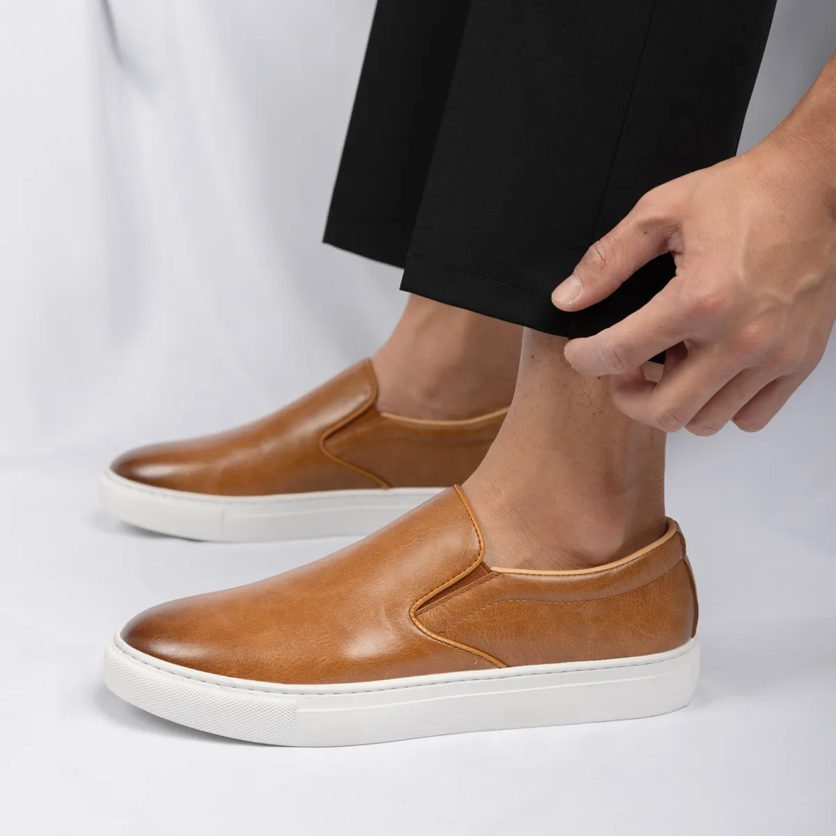 Mocasines Casuales de Negocios para Hombre Zapatos de Cuero Artificial sin Cordones Tallas Grandes Zapatillas Planas Transpirables